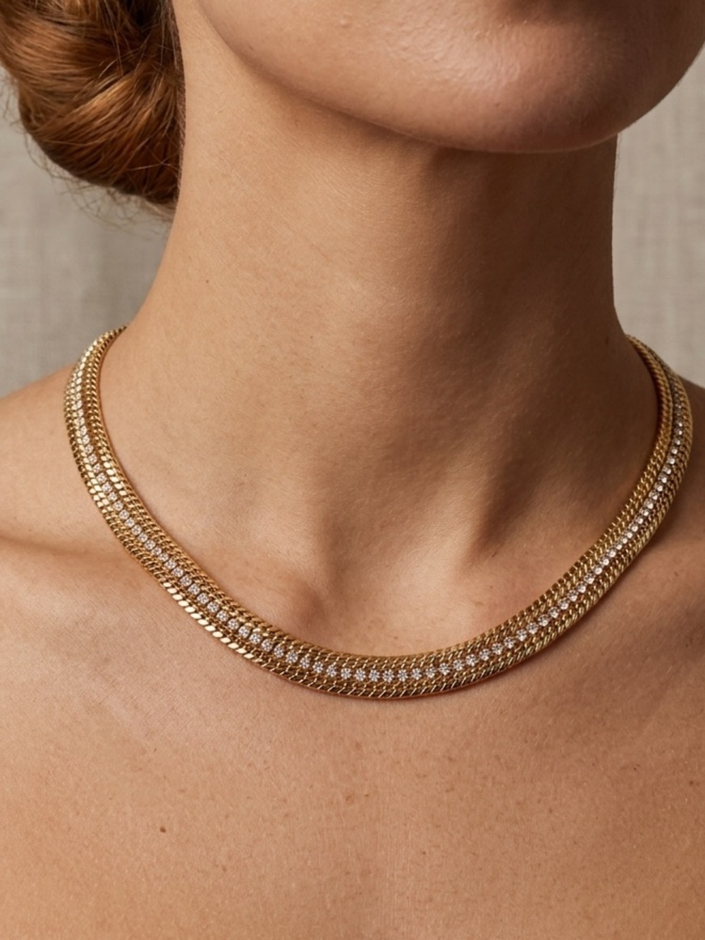 Gold-Tone/Rhinestone Choker Necklace